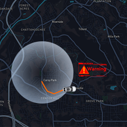 4G geofence warning alert on a map
