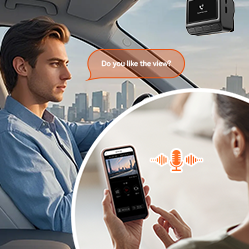 Two-way remote communication via dashcam speaker and microphone