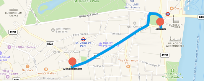 GPS route tracking on a map