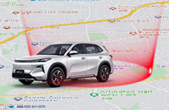Geofence alert showing car location on a map