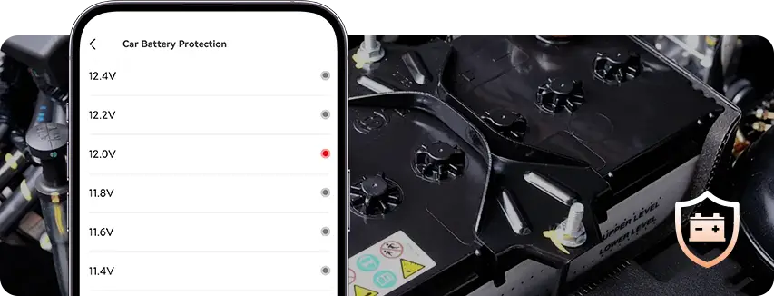 IPS power management monitors car battery voltage and prevents battery drain