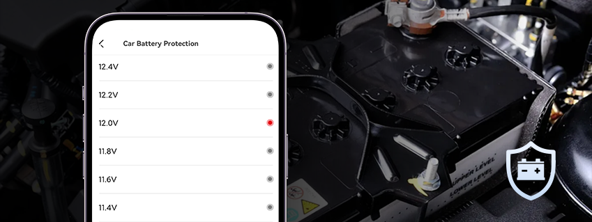 IPS power management showing real-time car battery voltage protection