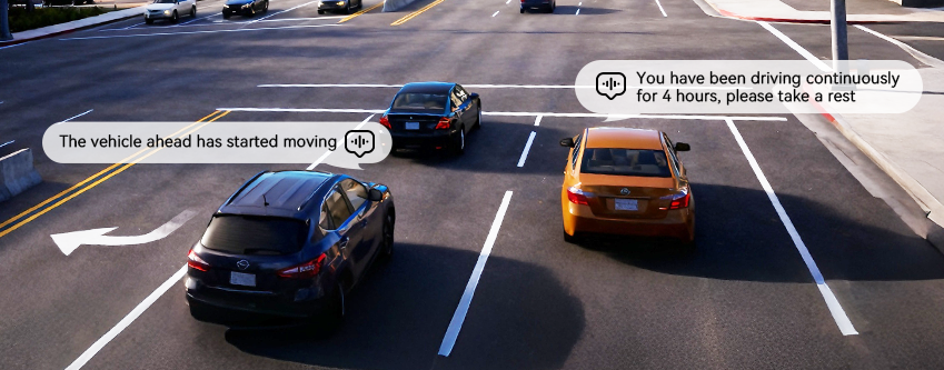 ADAS alerts for front vehicle start and driver fatigue detection