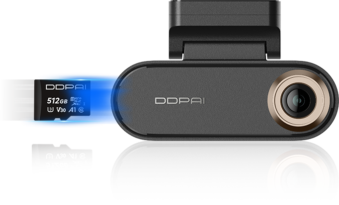 DDPAI dash cam and 512GB MicroSD card storage expansion
